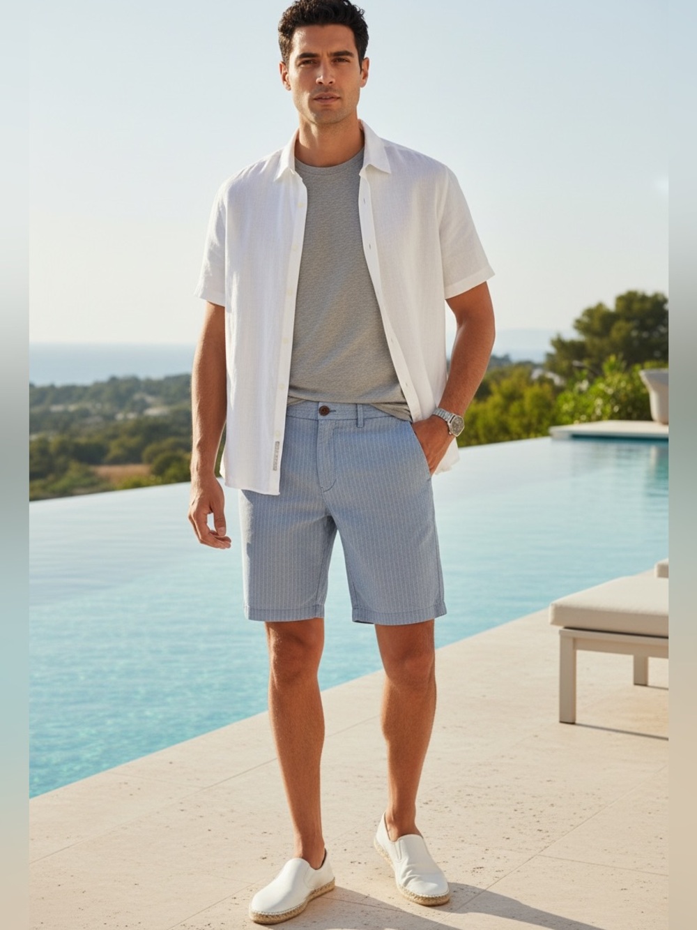 Ted Baker London Striped Herringbone Shorts